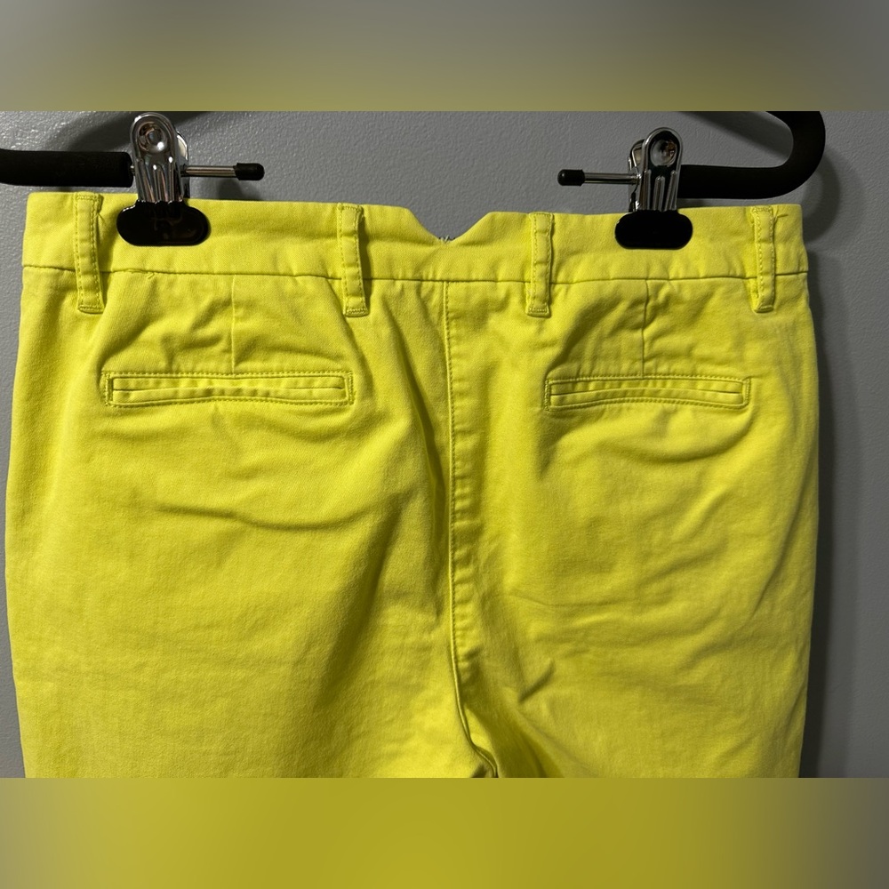 Boden Neon Yellow Cropped Trouser Pants Cotton Womens Size 4R 4 WM464 - Picture 4 of 10